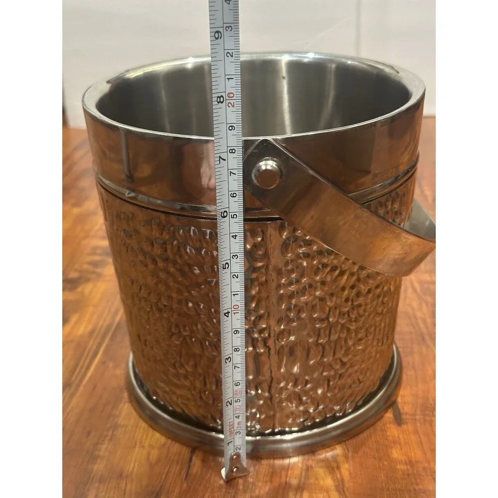 Vintage Ralph Lauren Home Crocodile Repousse Finish Stainless Steel Ice Bucket